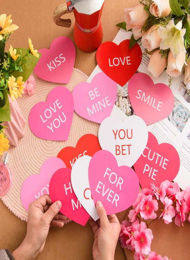 FOBSME 60 Pcs 6 Inch Large Heart Cutouts Paper Conversation Heart Cutouts Double Sided Printed Valentine's Paper Hearts Decors for DIY Crafts Classroom Bulletin Board Decor(Pink Gradient,12 Styles) - Image 3