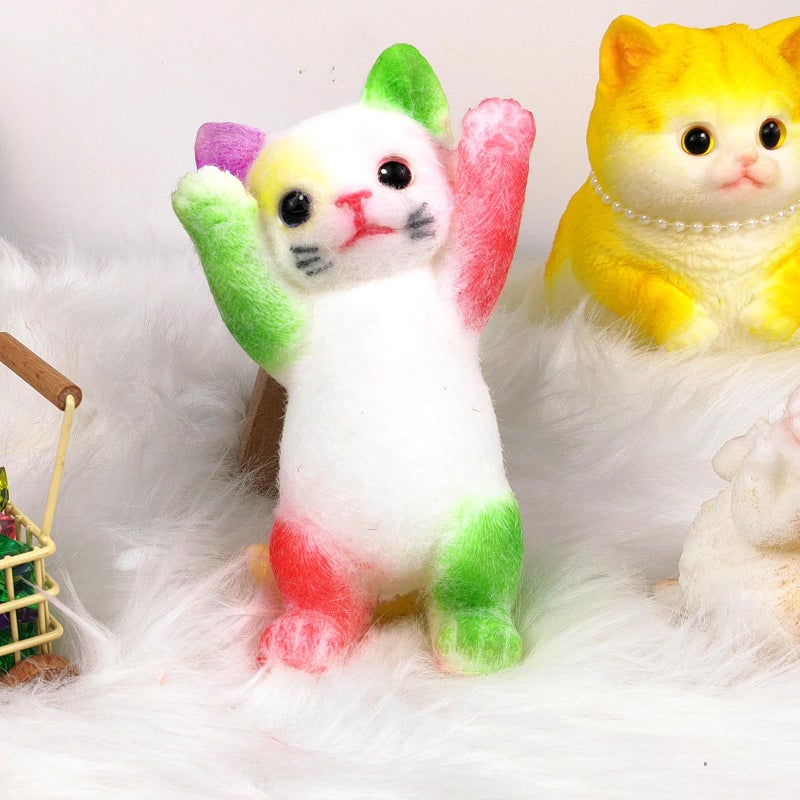 QOUXZ Big Hand Painted Cat Squishy Toysï¼ŒLarge Cute Ultra Soft Kitty Squeeze Fidget Toys for Stress Relief ,Kawaii Squishies Sticky Animal Toys for Adults Kids,Decompression Sensory Balls Toys for Autism - Image 5