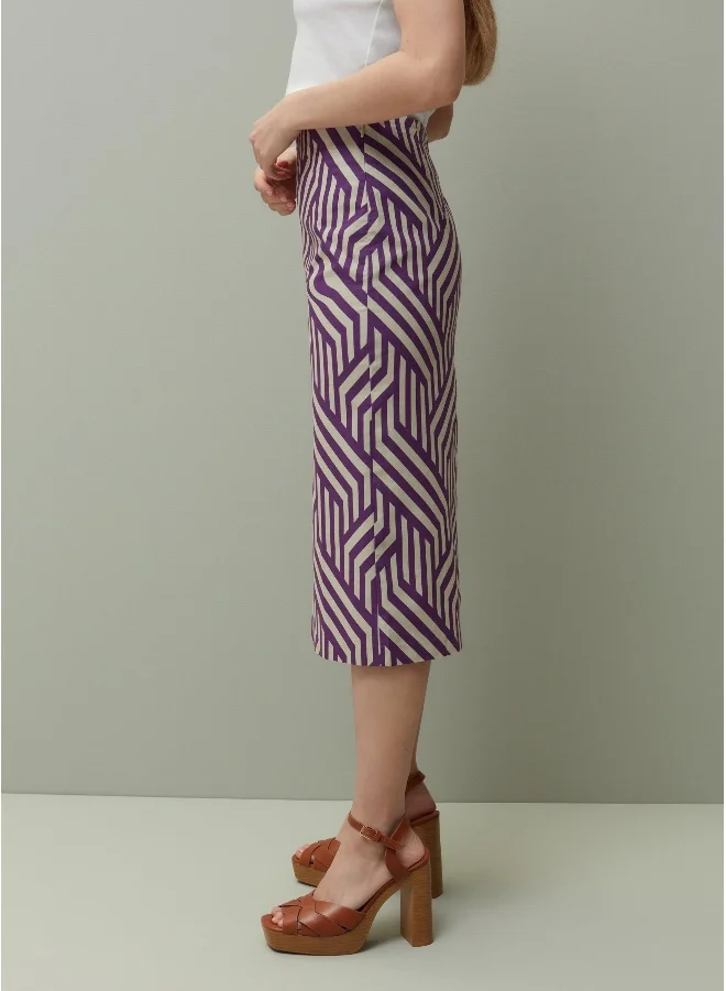 Ovs Ovs Piombo Twill Pencil Skirt With All-Over Print
