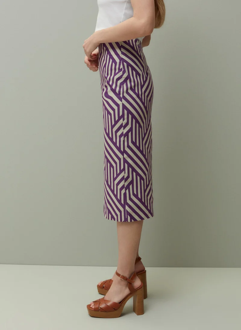 Ovs Ovs Piombo Twill Pencil Skirt With All-Over Print
