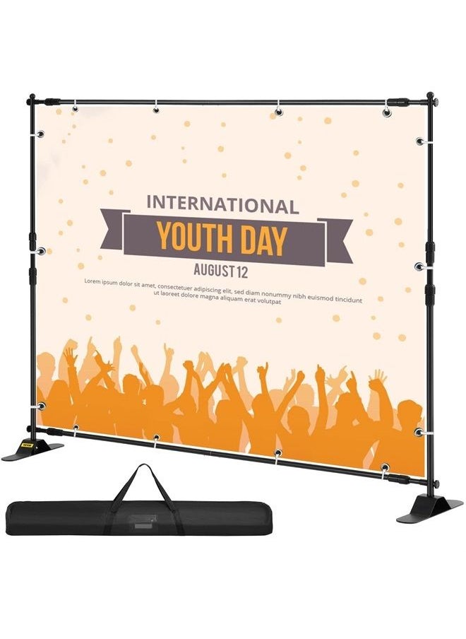 VEVOR - Backdrop Banner Stand 8 x 8 Ft Adjustable Height Background Stand Backdrop With Newest Step and Repeat Backdrop Stand For Parties Wedding Photo Booth Trade Show 1 Carrying Bag - Image 1