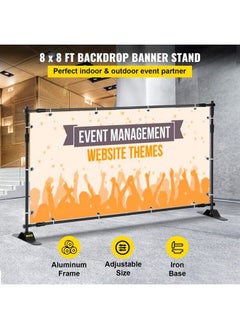 VEVOR Backdrop Banner Stand 8 x 8 Ft Adjustable Height Background Stand Backdrop With Newest Step and Repeat Backdrop Stand For Parties Wedding Photo Booth Trade Show 1 Carrying Bag  - Image 2