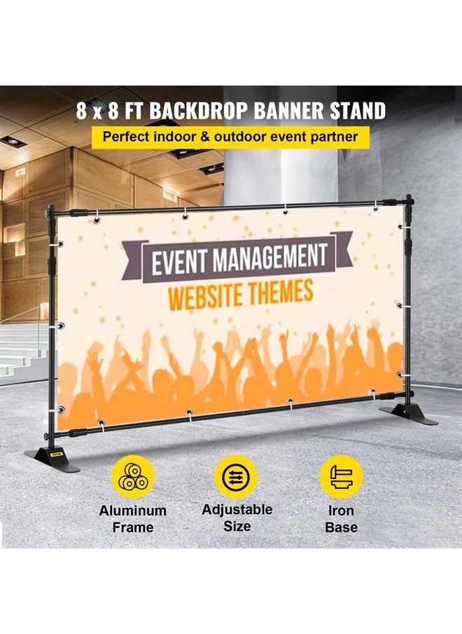 VEVOR - Backdrop Banner Stand 8 x 8 Ft Adjustable Height Background Stand Backdrop With Newest Step and Repeat Backdrop Stand For Parties Wedding Photo Booth Trade Show 1 Carrying Bag - Image 1