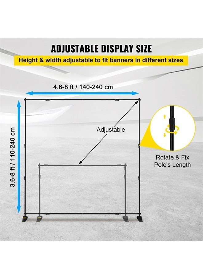 VEVOR - Backdrop Banner Stand 8 x 8 Ft Adjustable Height Background Stand Backdrop With Newest Step and Repeat Backdrop Stand For Parties Wedding Photo Booth Trade Show 1 Carrying Bag - Image 1