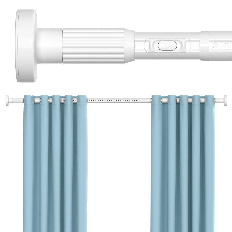 MEXAU White Tension Curtain Rods 41-146 In Extra Long Outdoor Patio Curtain Rods No Drilling Adjustable Heavy Duty Tension Rods for Windows Bathroom Living Room Curtains, Rod Diameter 1.26In - Image 1