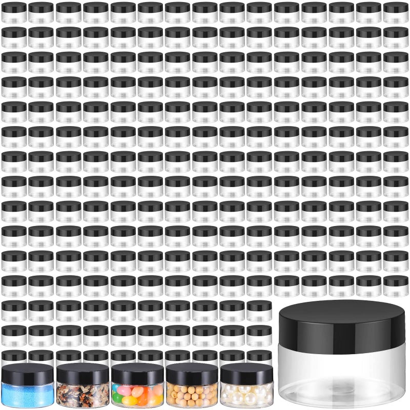 Aoriher 150 Pcs Plastic Container Jars with Lids Round Cosmetic Jars Empty Plastic Container for Lotion Cream Ointments Makeup Eye Shadow Rhinestone Samples Pot Travel Storage1 ozBlack