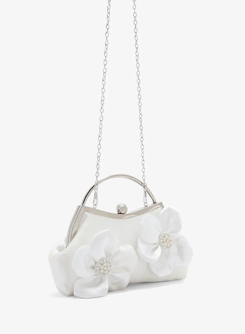 Ginger Boutique CREAM Oversized Floral Clutch Bag for Women | Best Price UAE