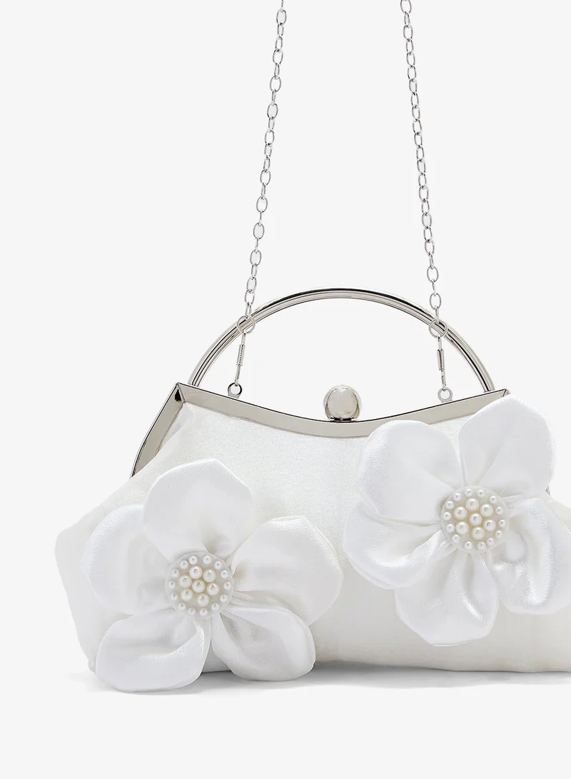 Ginger Boutique CREAM Oversized Floral Clutch Bag for Women | Best Price UAE