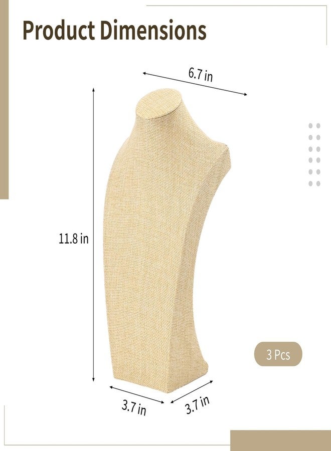 DORMIYA 3 PCS Linen Necklace Display Bust - Jewelry Bust Display Stand for Countertop Shop Window, Anti-Scratch Necklace Holder Mannequin for Stores Trade Shows Home Organization - Image 5