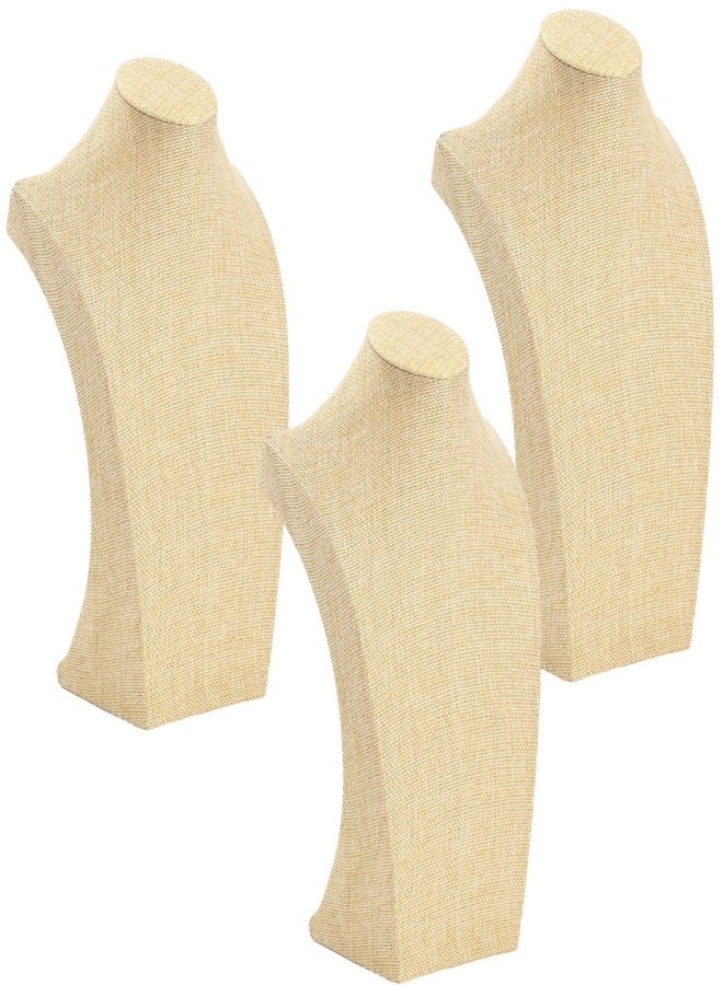 DORMIYA 3 PCS Linen Necklace Display Bust - Jewelry Bust Display Stand for Countertop Shop Window, Anti-Scratch Necklace Holder Mannequin for Stores Trade Shows Home Organization - Image 2