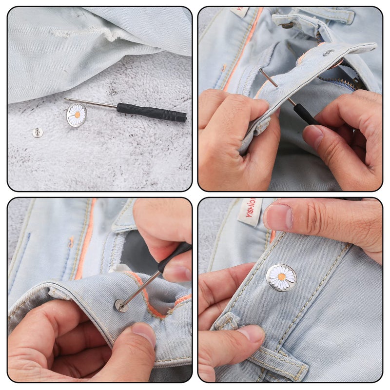 HexinYigjly 50 Pcs Jean Buttons Replacement Kit, 17mm Metal Snap Denim Buttons for Pants, Jeans & Suspenders, 10 Styles - Image 4