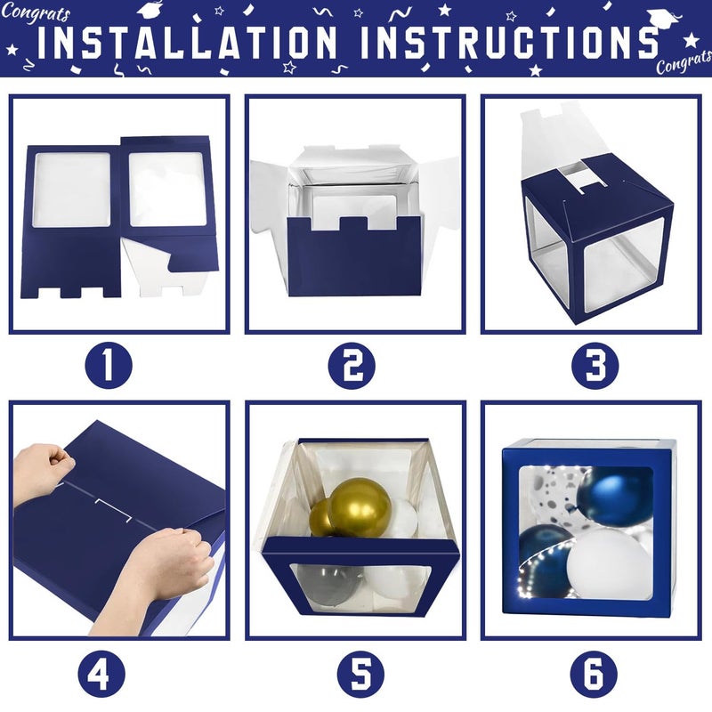 QIYANPAX Navy Blue Graduation Decorations Class of 2026 - Balloons Boxes with Letters 2026 GRAD So Proud of You - Complete Party Supplies for High School & College Celebrations - Image 4