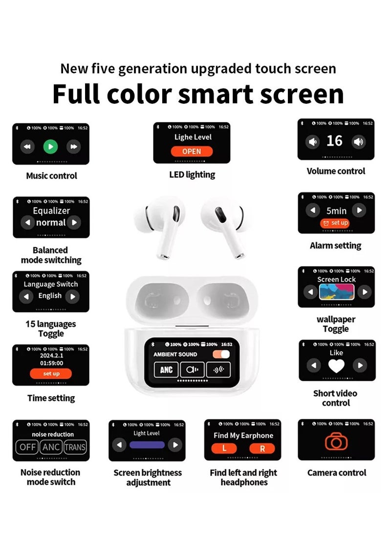Mic-O-Mic - EarBuds with Touchscreen, Bluetooth Earbuds, True Wireless Eearbuds. ANC Wireless Earbuds, Bluetooth 5.4 Sports Earphone, Wireless Headphones TWS Earbuds, Smart Touch Screen, LCD Touch Screen Display Earphone - Arabic supported - Image 1
