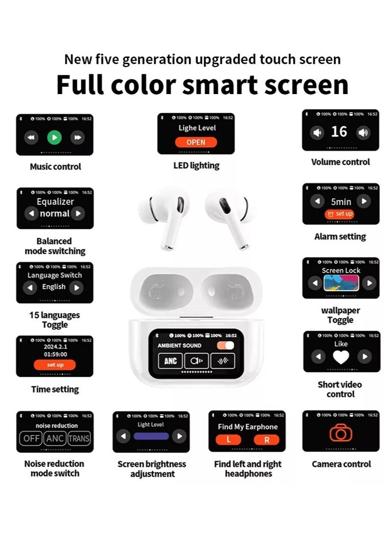 Mic-O-Mic EarBuds with Touchscreen, Bluetooth Earbuds, True Wireless Eearbuds. ANC Wireless Earbuds, Bluetooth 5.4 Sports Earphone, Wireless Headphones TWS Earbuds, Smart Touch Screen, LCD Touch Screen Display Earphone - Arabic supported - Image 5