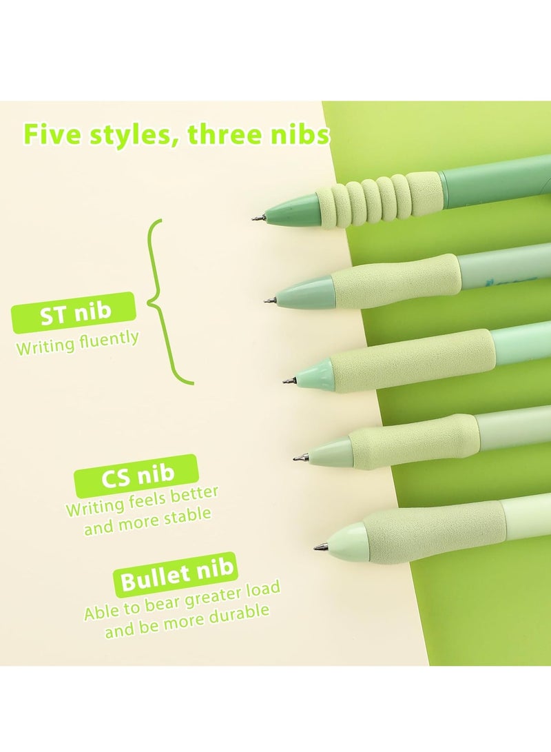 KASTWAVE 5 قطع قلم جيل، مع مقبض مطاطي ناعم، أقلام كتابة سلسة، أقلام قابلة للسحب، أقلام حبر أسود بقطر 0.5 مم، أقلام حبر أسود سريعة الجفاف، لتدوين الملاحظات، القرطاسية المدرسية، مستلزمات المكتب، الشاي - Image 2