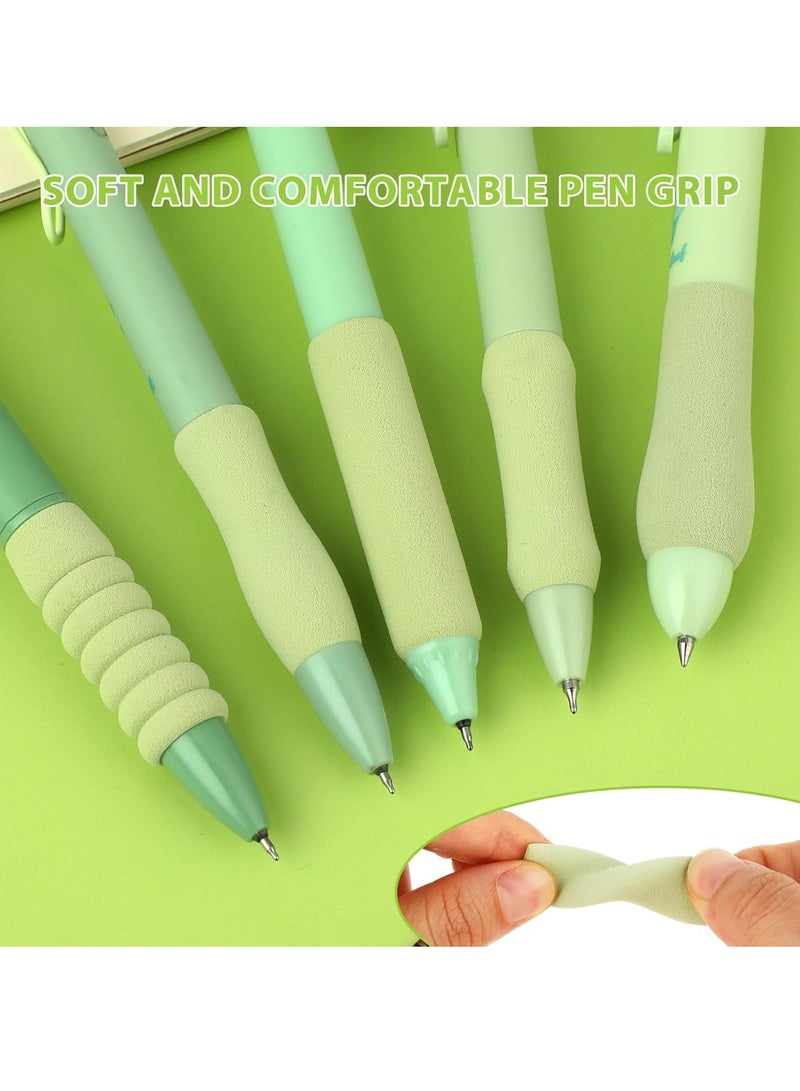 KASTWAVE 5 قطع قلم جيل، مع مقبض مطاطي ناعم، أقلام كتابة سلسة، أقلام قابلة للسحب، أقلام حبر أسود بقطر 0.5 مم، أقلام حبر أسود سريعة الجفاف، لتدوين الملاحظات، القرطاسية المدرسية، مستلزمات المكتب، الشاي - Image 4