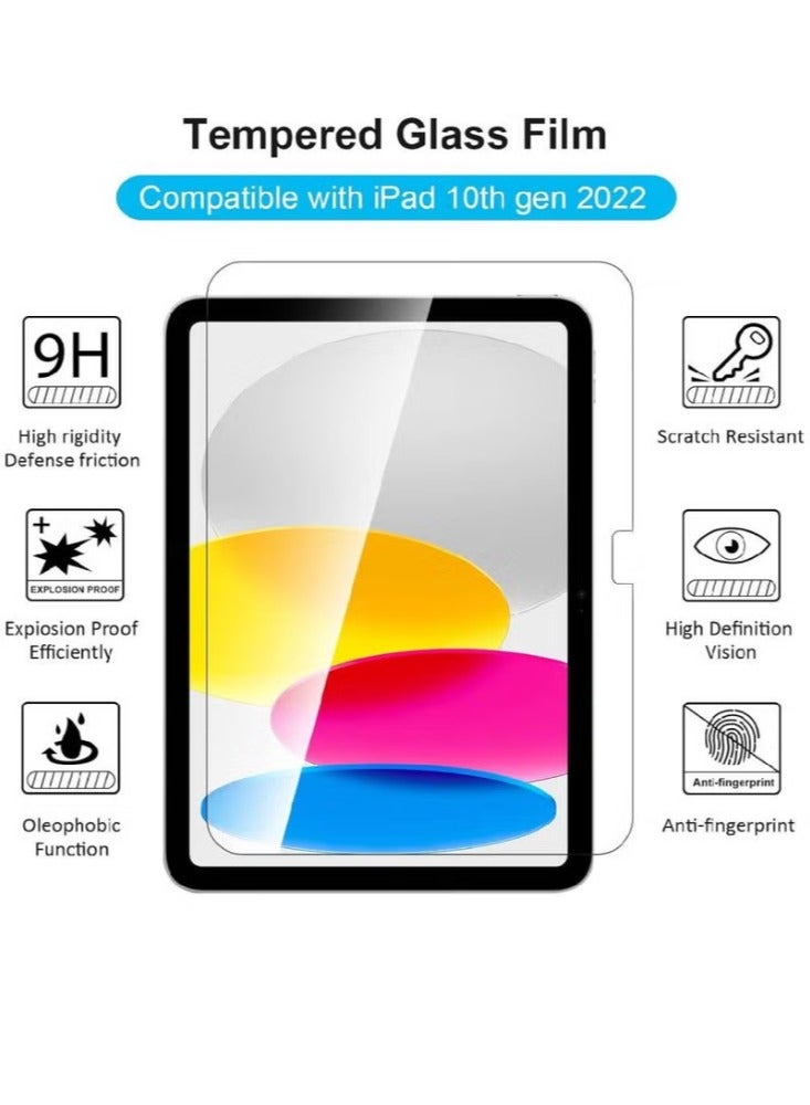 دريمزون حافظة لجهاز iPad 10 (10.9 بوصة، موديل 2022، الجيل العاشر) مع واقي شاشة من الزجاج المقوى، وغطاء نحيف للكمبيوتر اللوحي مع ظهر ناعم من مادة TPU، وتنشيط/غفو تلقائي - Image 2