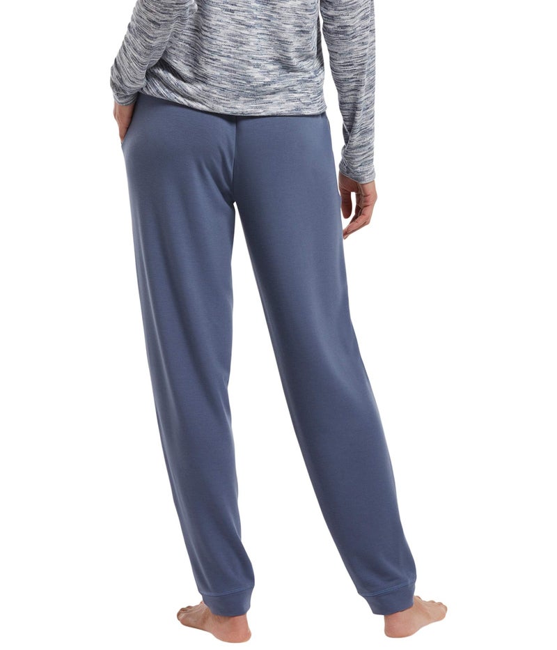 HUE Women's Solid French Terry Lounge Separates, Vintage Indigo-Jogger Pant with Pockets, Large - Image 3