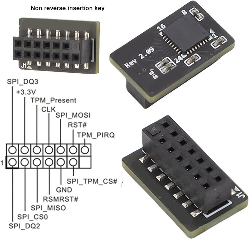 Zunate TPM 2.0 Encrypted Security Module, 14Pin SPI Support for Motherboard, 11 Compatible, Professional Protection with Secure Connection - Image 4