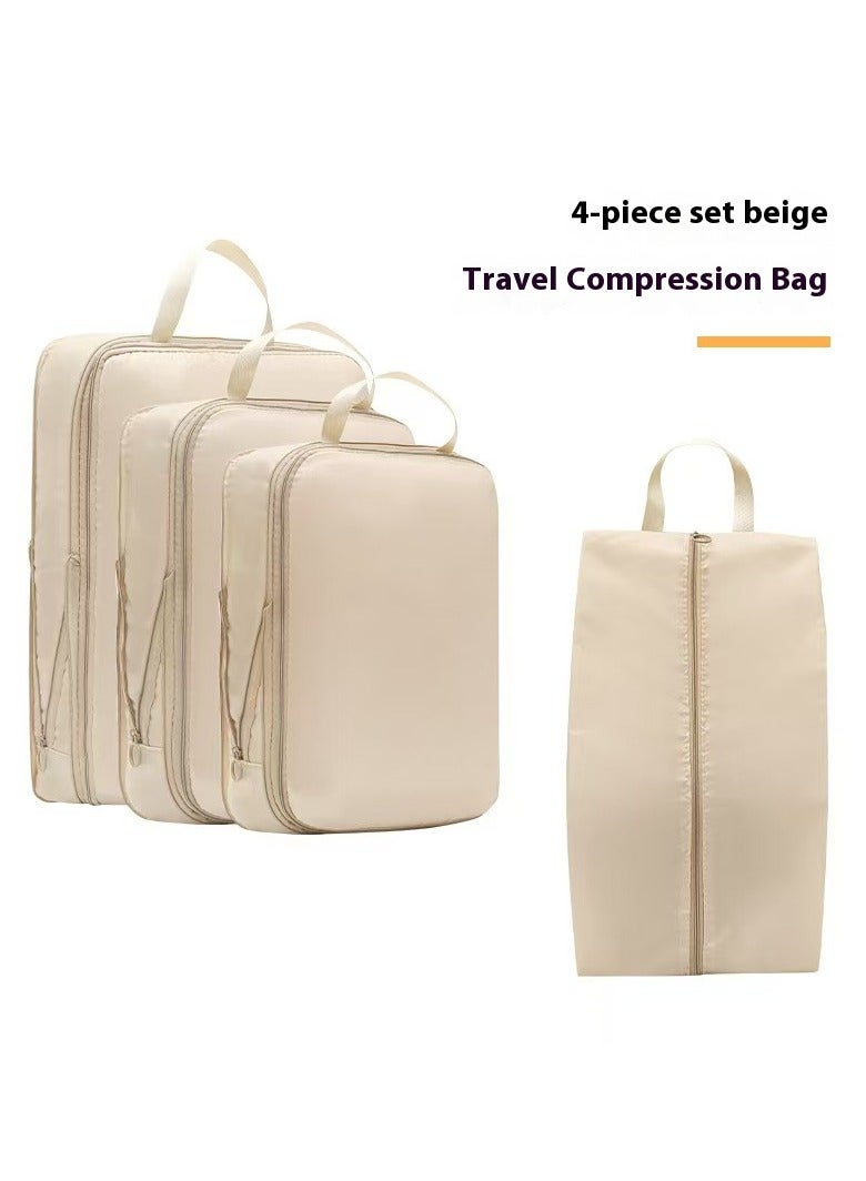 Portable Travel Compression Packing Cubes 4PC Set - Space Saving Organizer Bags for Clothes & Toiletries - Image 1