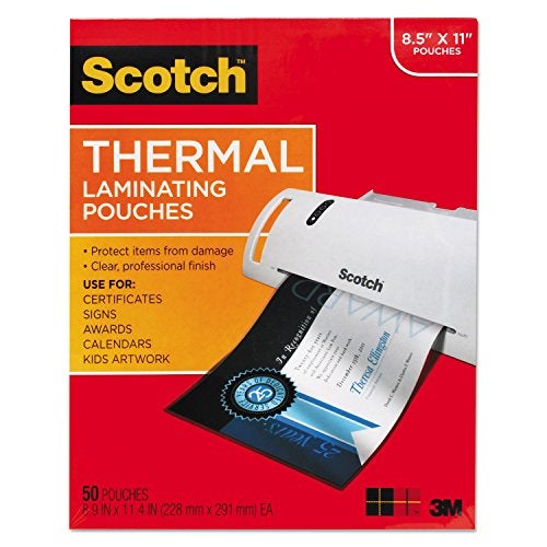 3M TP3854-50 Scotch Thermal Laminating Pouch - Letter - 8.50 inch Width x 11 inch Length9 inch x 11.5 inch Overall Size - 50 / Pack - Clear - Image 1
