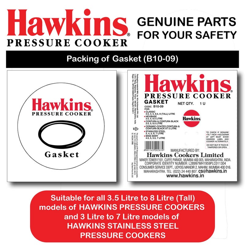 Hawkins حلقة ختم هوكينز لطباخ الضغط من 3.5 إلى 8 لترات، متوسطة، سوداء - Image 3