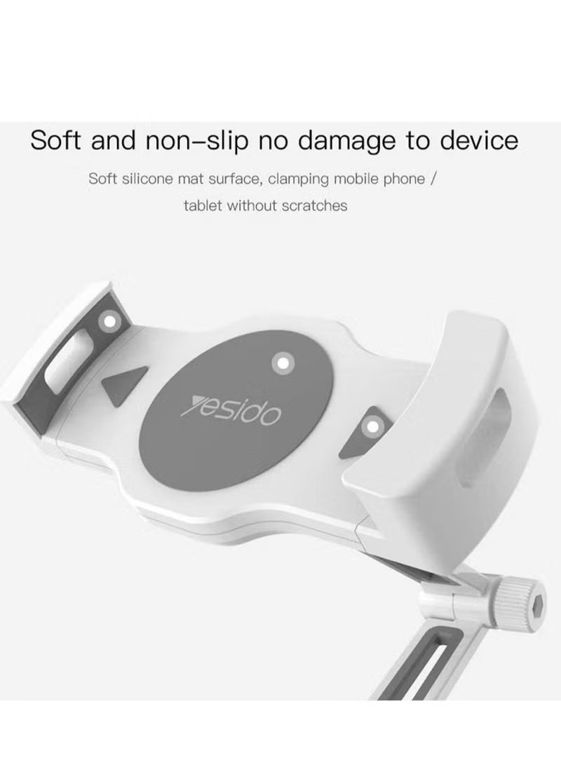 حامل هاتف لوحي عالمي C33 كسول، حامل مرن للطاولة، حامل هاتف محمول للسرير، مناسب لأجهزة iPhone وSamsung وiPad، باللونين الأبيض والرمادي - Image 4