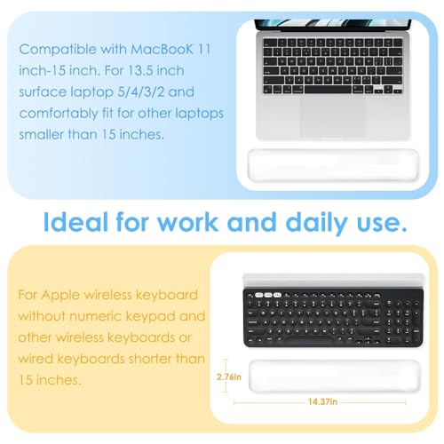 Arisase Soft Keyboard Wrist Rest Pad 14.37IN Comfortable Cool Silicone Cushion Typing Hand Pain Relief Support Pad with Gel-Filled for MacBook Magic Keyboard Other Keyboards Office & Home (Clear) - Image 2