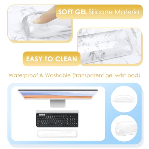 Arisase Soft Keyboard Wrist Rest Pad 14.37IN Comfortable Cool Silicone Cushion Typing Hand Pain Relief Support Pad with Gel-Filled for MacBook Magic Keyboard Other Keyboards Office & Home (Clear) - Image 3