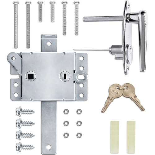 Granatan Garage Door Lock Kit LHandle Lock with Inside Slide Lock Latch Mechanism Garage Door Hardware Kit - Image 1