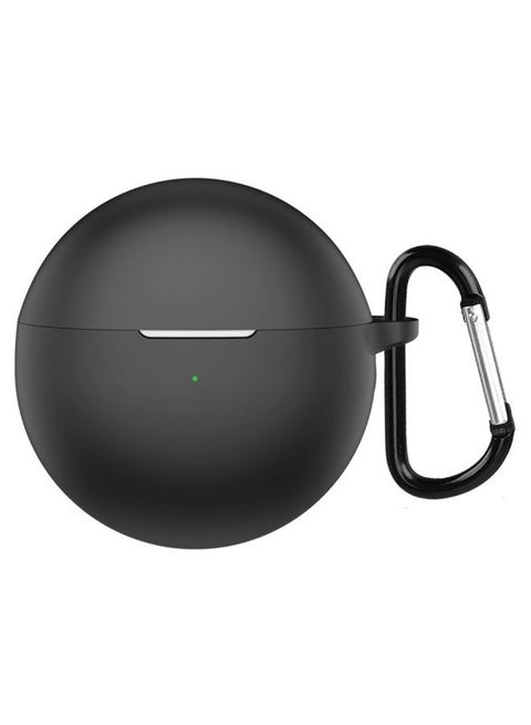 Soft Silicone Protective Case Cover for Huawei FreeBuds 7i with Keychain (Black)