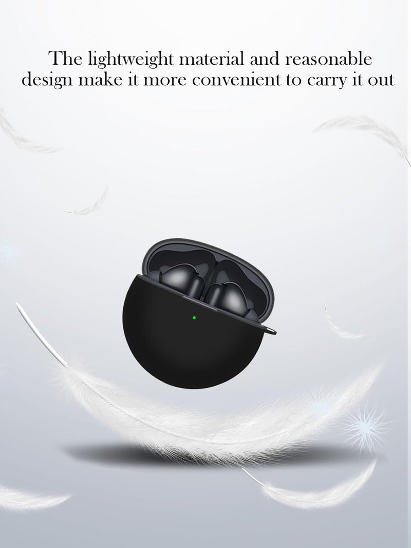 SJet Soft Silicone Protective Case Cover for Huawei FreeBuds 7i with Keychain (Black) - Image 4