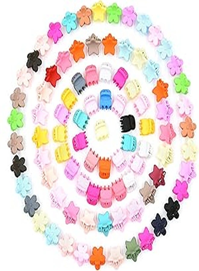 Generic 90PCS Small Flower Hair Claw Clip Mini Hair Bangs Rainbow Bead Clip Cute Candy Color Plastic Hair Clip Hair Braid Making Bead Headwear Hair Accessories Kids Girls Ladies