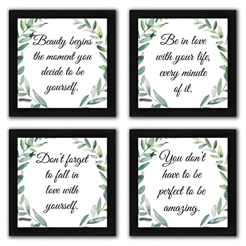 Interio Crafts Love Your Life Motivational Framed Quotes-Poster Frames For Wall Decor-Frame Size: 9 X 9 inches.( Black) - Image 1