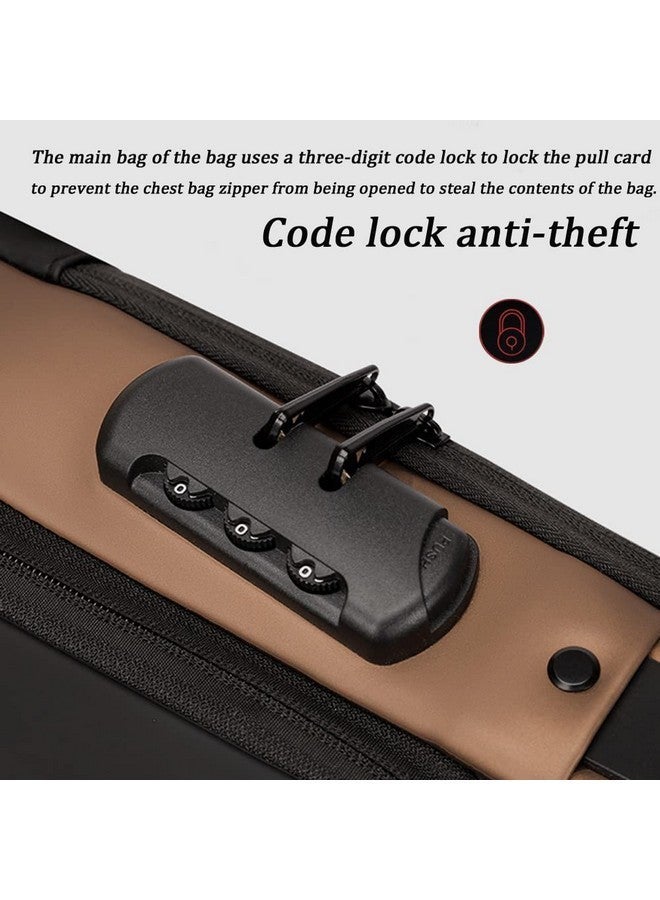 Cessfle USB Charging Sport Sling Anti-Theft Shoulder Bag, Waterproof Anti Theft Sling Bag, Crossbody Bags Chest Daypack, Brown, black, Sling Shoulder Bag - Image 4