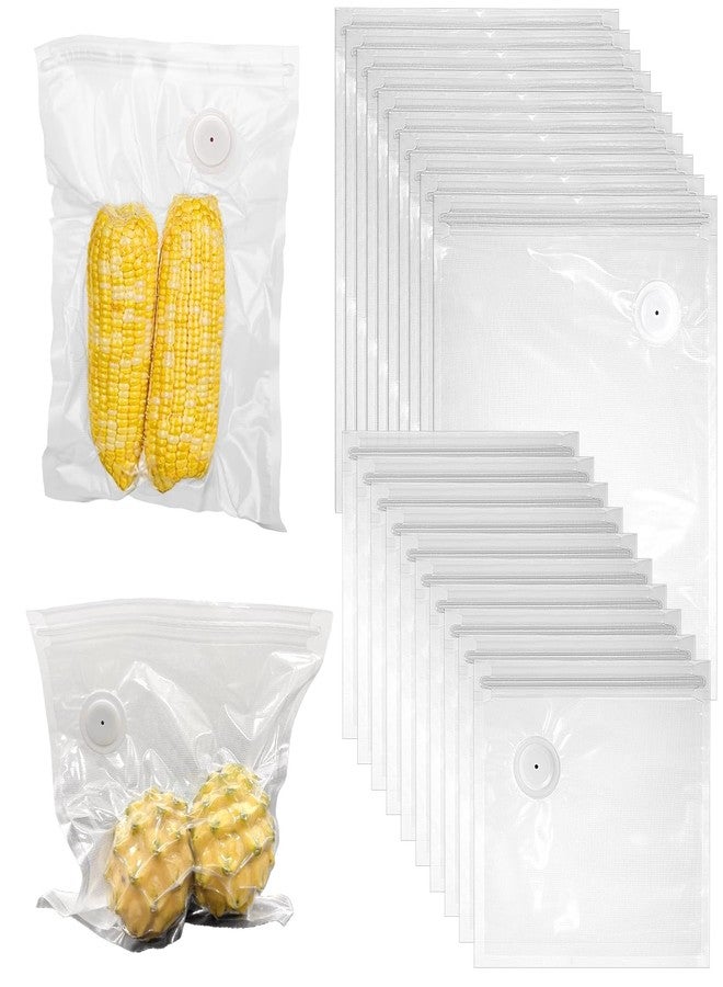 Zelphvt 40 Packs Vacuum Sealer Bags Air Valve Vacuum Sealing Bags Vacuum Storage Seal Bag for Food Saver, Resealable Meal Bags with Air Valve with 4 Seal Clips - Image 1