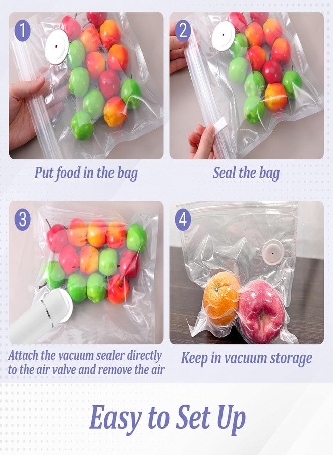 Zelphvt 40 Packs Vacuum Sealer Bags Air Valve Vacuum Sealing Bags Vacuum Storage Seal Bag for Food Saver, Resealable Meal Bags with Air Valve with 4 Seal Clips - Image 4