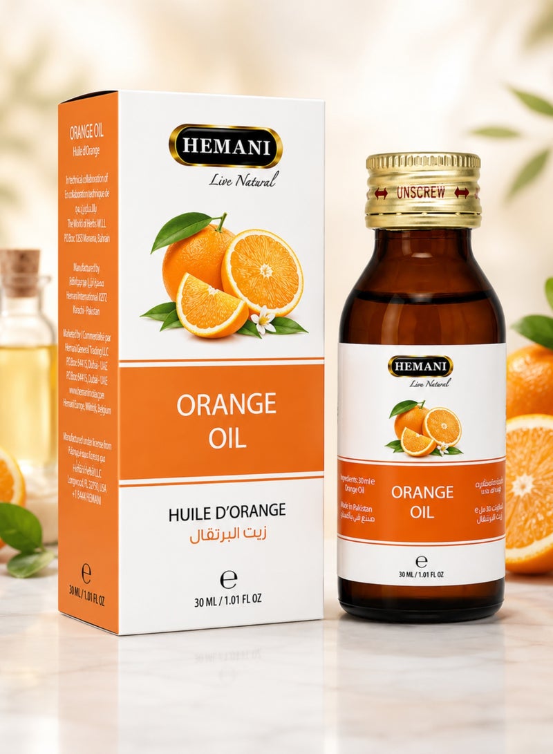 HEMANI Orange Oil 30ML – 100% Natural Orange  Oil for Aromatherapy, Massage & Skin Care | Pure Zait Al Bortoqal / Huile d’Orange - Image 1