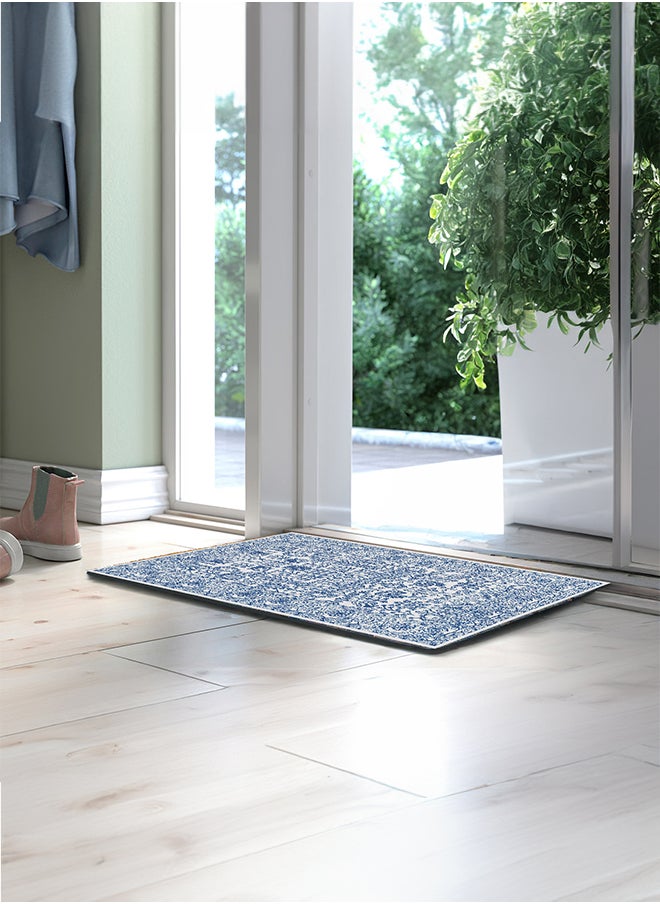 In-House Soft Velvet Turkish Rectangular Door & Bath Mat - Light Blue - 60x40 cm  - Image 2