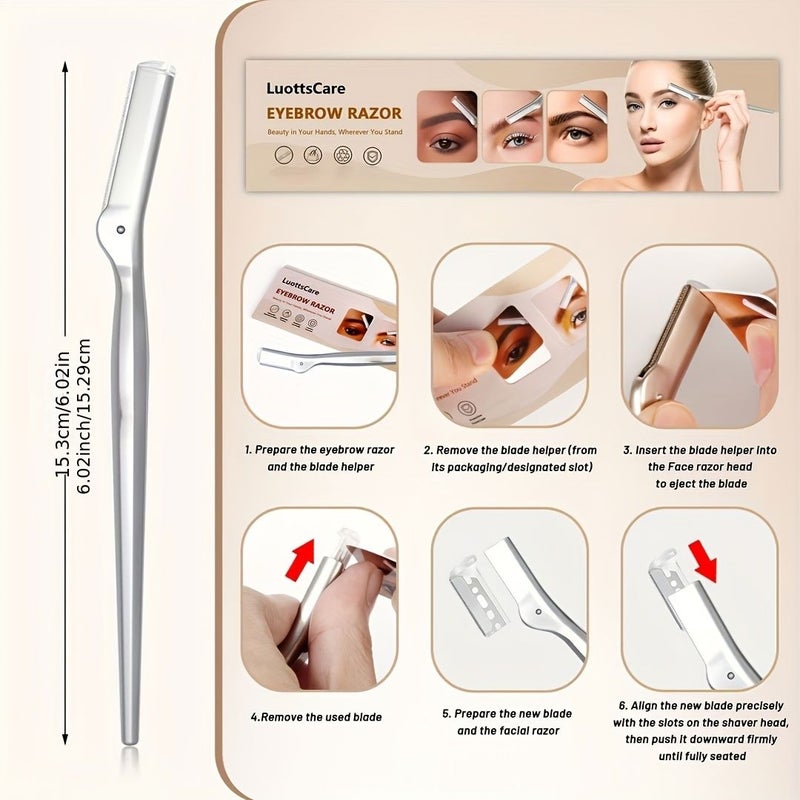 Stainless Steel Face Defuzzers And Eyebrow Hair Removal For Women Larger Size Dermaplaning Blade Smooth Skin - Image 4