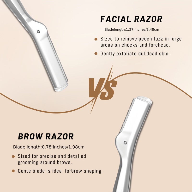 Stainless Steel Face Defuzzers And Eyebrow Hair Removal For Women Larger Size Dermaplaning Blade Smooth Skin - Image 5