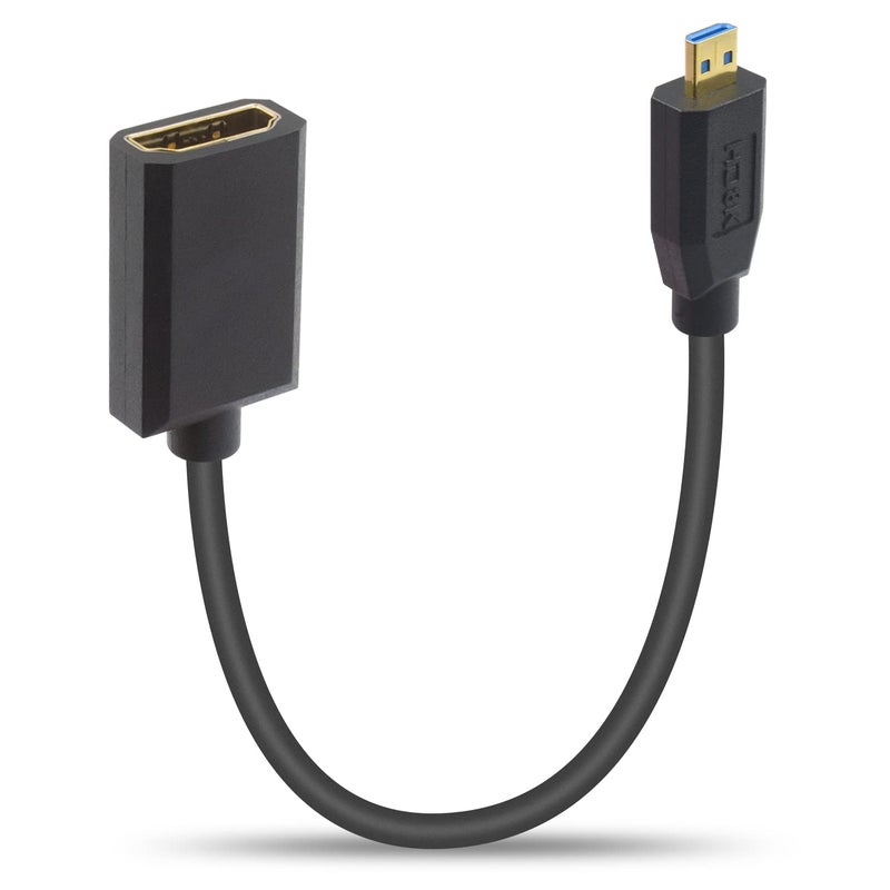 دوتك كابل 48Gbps رفيع جدًا من HDMI أنثى إلى Micro HDMI ذكر، يدعم HDR الديناميكي، لـ GoPro وكاميرا رقمية إلخ. 1 قدم/30 سم - Image 1