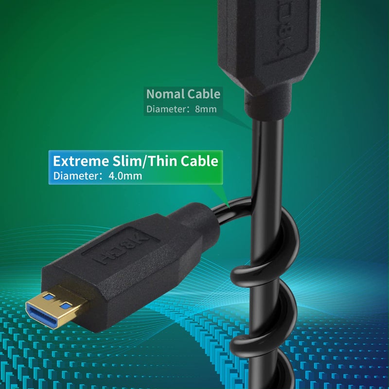 دوتك كابل 48Gbps رفيع جدًا من HDMI أنثى إلى Micro HDMI ذكر، يدعم HDR الديناميكي، لـ GoPro وكاميرا رقمية إلخ. 1 قدم/30 سم - Image 2