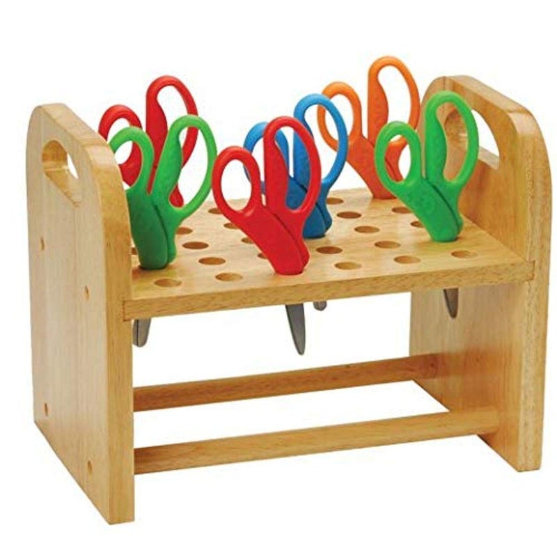 Constructive Playthings Natural Wood Scissors Holder Classroom Playroom Craft Room Organization Holds 30 Pairs of Kids Scissors - Image 2