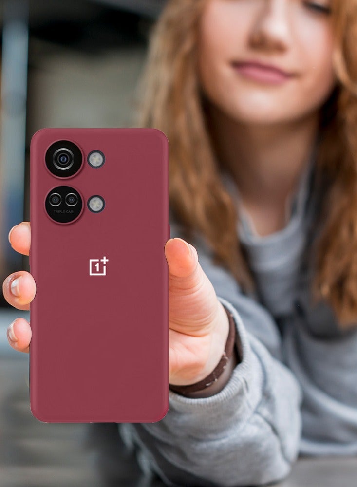 CATANES OnePlus Nord 3 Case Silicone Cover Soft and Durable Comfortable to Grip Soft Flexible Rubber Protective Case Maroon - Image 3