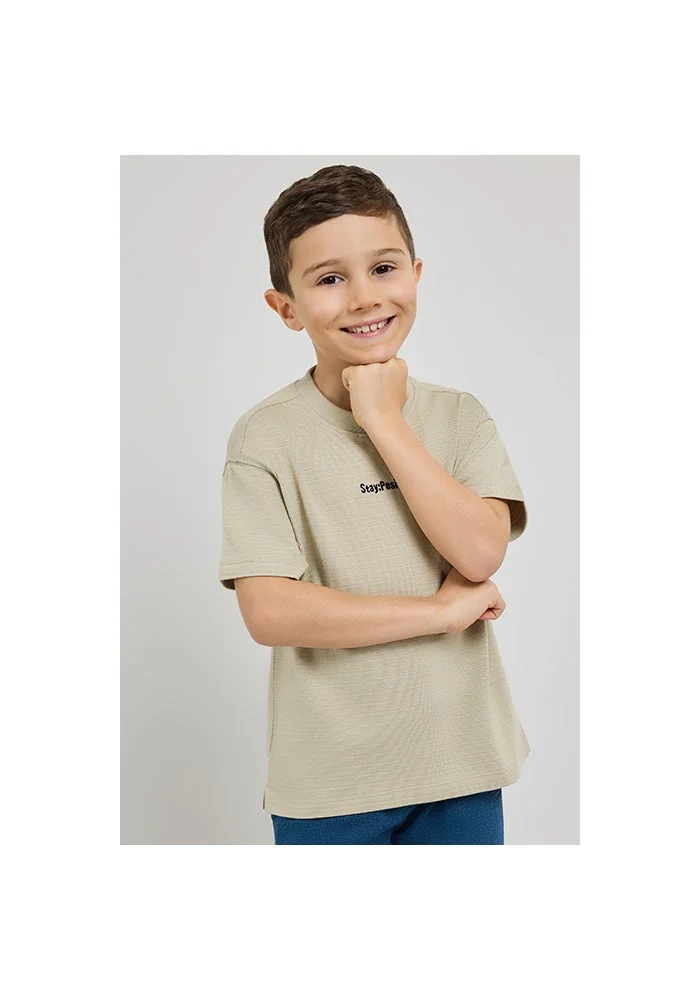 أر أند بي Embroidery Detail T-Shirt with Crew Neck and Short Sleeves