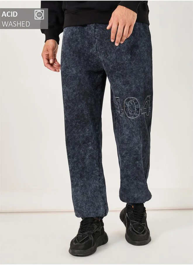 Styli Premium Acid Washed Oversized Terry Applique Joggers