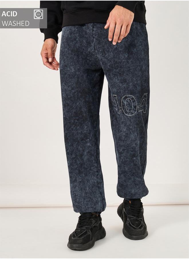 Styli Premium Acid Washed Oversized Terry Applique Joggers  - Image 1