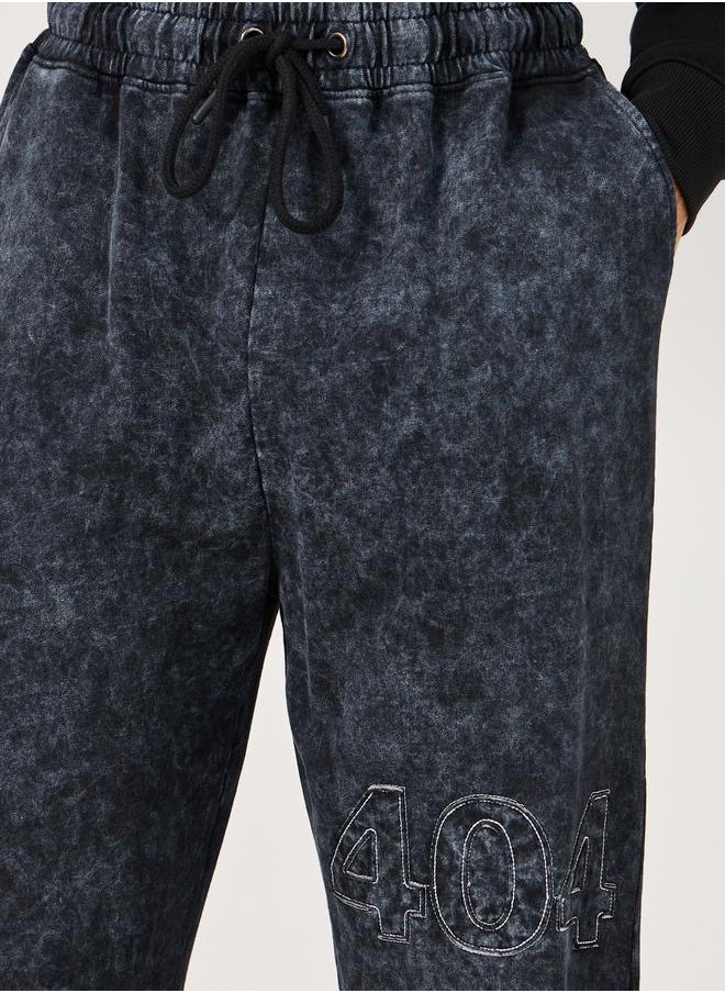 Styli Premium Acid Washed Oversized Terry Applique Joggers  - Image 3