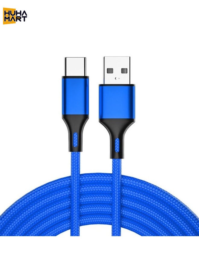 HuHa Mart 4 PCS 2.4A USB-C / Type-C to USB Braided Fast Charging Sync Data Cable, Length: 2m (Blue)  - Image 1